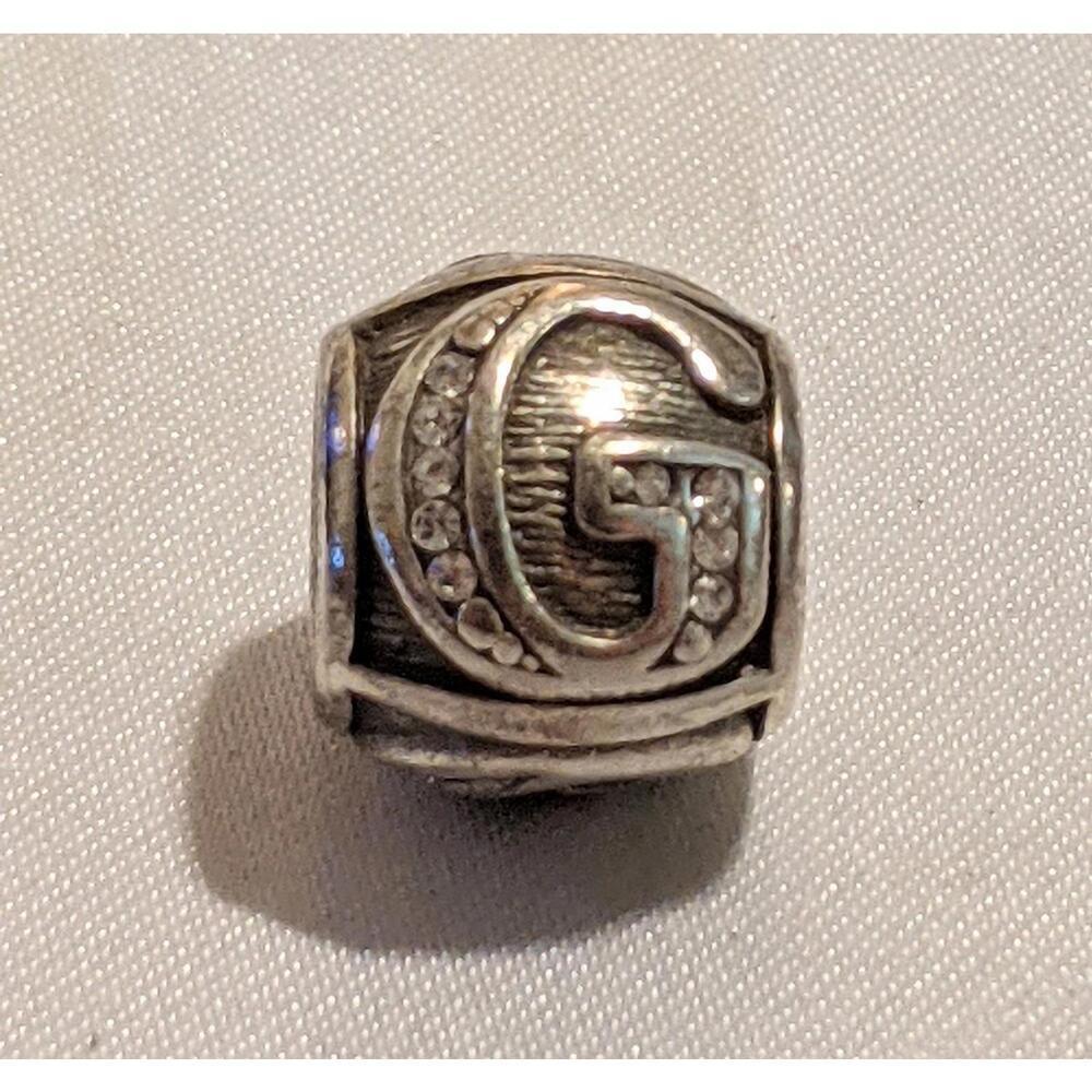 Brighton Letter "G" w/ Clear Crystals Alphabet Silver Plated Spacer Bead